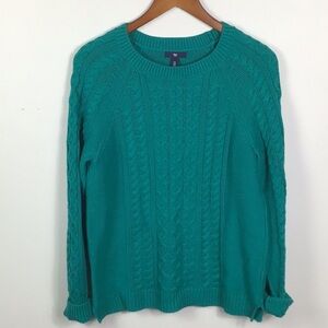 GAP teal green cable knit crew neck sweater Size medium
